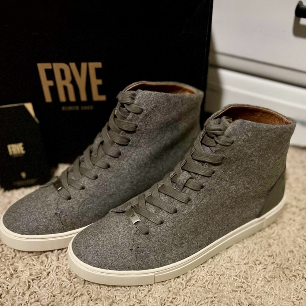 NWB Frye Gray Wool High Top Sneakers Women’s Size 9.5 as NEW IN BOX